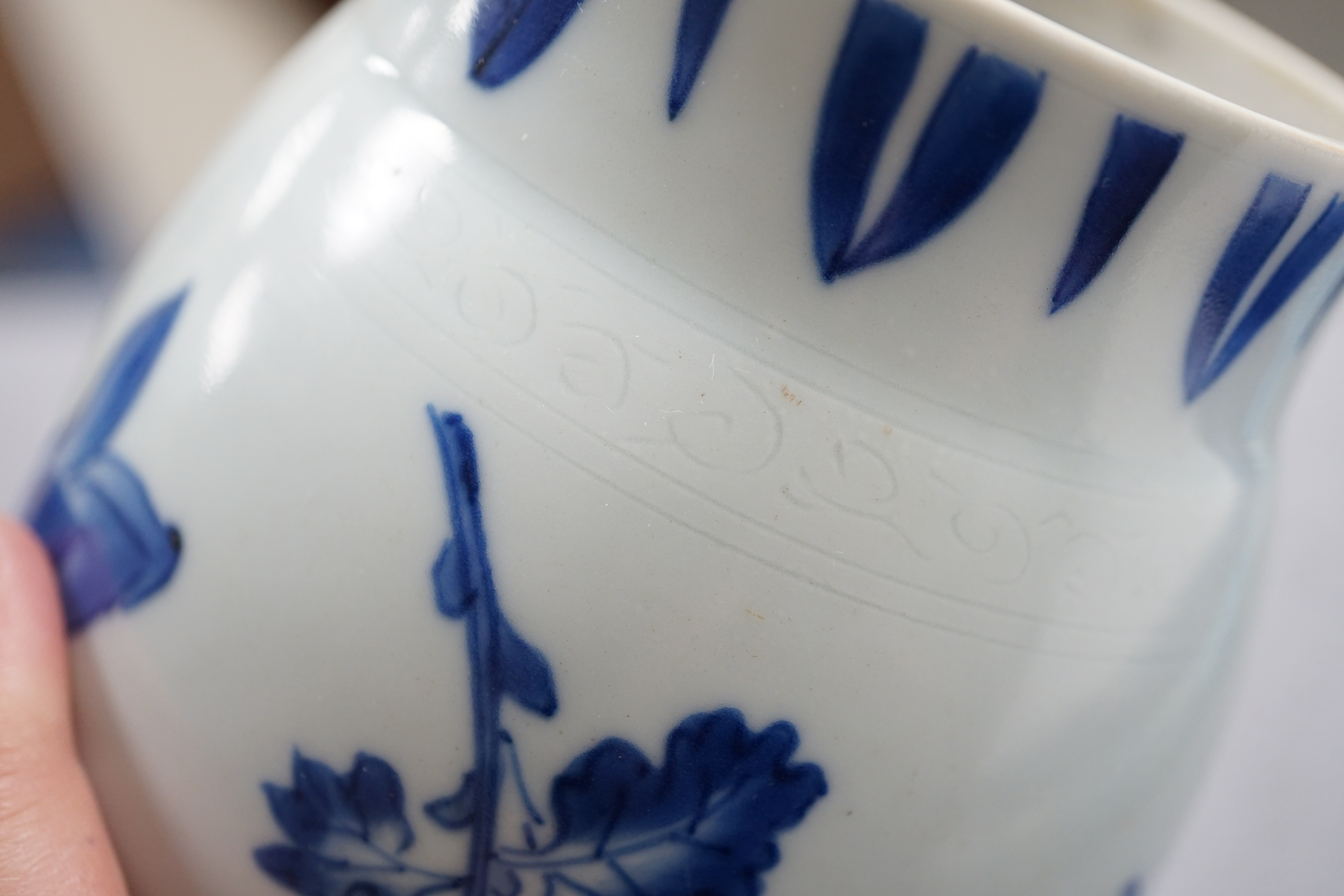 A Chinese Transitional blue and white jar, c.1640